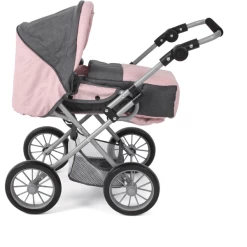 BAYER CHIC 2000 Combi Poppenwagen LENI Melange Antraciet-roze -SpeelgoedKorting bayer chic 2000 combi poppenwagen leni melange antraciet roze a355195 4