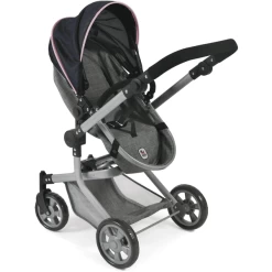 BAYER CHIC 2000 Combi Poppenwagen "MIKA" Melange Grijs-navy -SpeelgoedKorting bayer chic 2000 combi poppenwagen mika melange grijs navy a296785 2