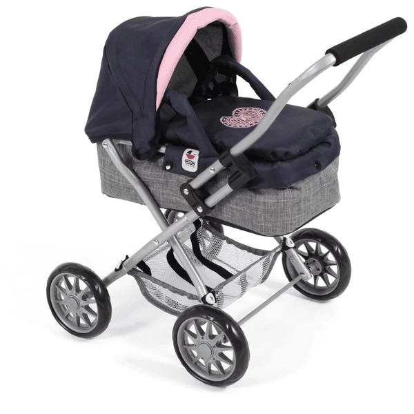 BAYER CHIC 2000 Mini Knuffel Kinderwagen SMARTY Melange Grijs-navy 1 BAYER CHIC 2000 Mini Knuffel Kinderwagen SMARTY Melange Grijs-navy