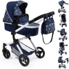 Bayer Design Combi Poppenwagen Neo Vario Blauw Met Hartjes
