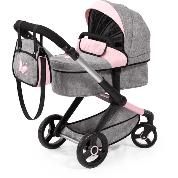 Bayer Design Combi Poppenwagen Xeo Grijs/Roze 1 Bayer Design Combi Poppenwagen Xeo Grijs/Roze