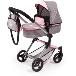 Bayer Design Neo Vario Combinatie Poppenwagen Grijs/roze, Met Vlinder