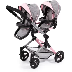 Bayer Design Twin Neo Poppenwagen Grijs/roze, Met Vlinder -SpeelgoedKorting bayer design twin neo poppenwagen grijs roze met vlinder a313430 2