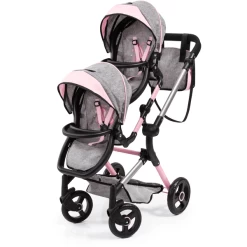Bayer Design Twin Neo Poppenwagen Grijs/roze, Met Vlinder
