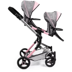 Bayer Design Twin Neo Poppenwagen Grijs/roze, Met Vlinder -SpeelgoedKorting bayer design twin neo poppenwagen grijs roze met vlinder a313430 3