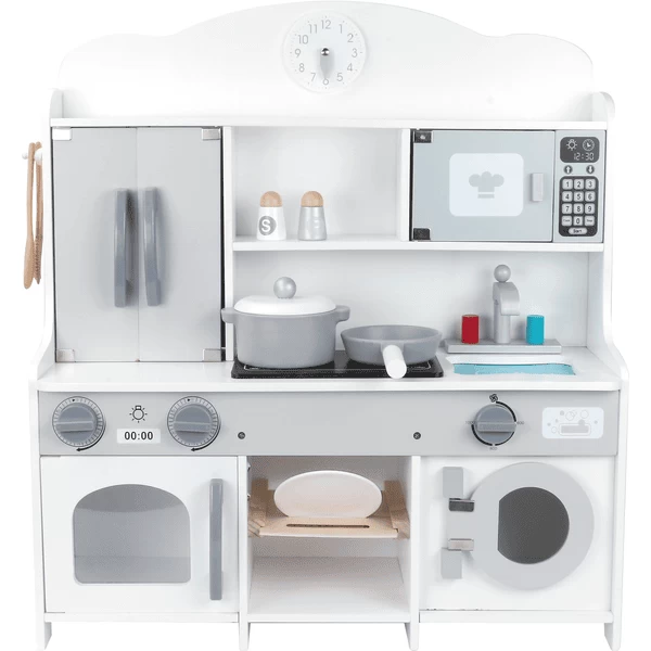 Bino Kinderkeuken Met Wasmachine En Toebehoren, Wit 1 Bino Kinderkeuken Met Wasmachine En Toebehoren, Wit