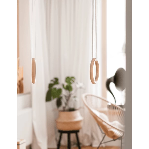 Fitwood ULPU Turnringen, Berken Wit Gewaxt - Witte Bandjes 3 Fitwood ULPU Turnringen, Berken Wit Gewaxt - Witte Bandjes - Afbeelding 3