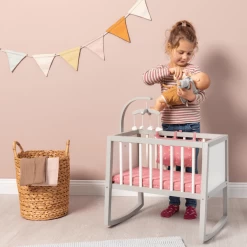 MUSTERKIND ® Poppenwieg Viola Grijs/wit/oud Roze -SpeelgoedKorting musterkind poppenwieg viola grijs wit oud roze a326743 2