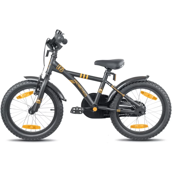 PROMETHEUS BICYCLES ® Kinderfiets 16", Zwart Mat Orange Met Zijwieltjes 2 PROMETHEUS BICYCLES ® Kinderfiets 16", Zwart Mat Orange Met Zijwieltjes - Afbeelding 2